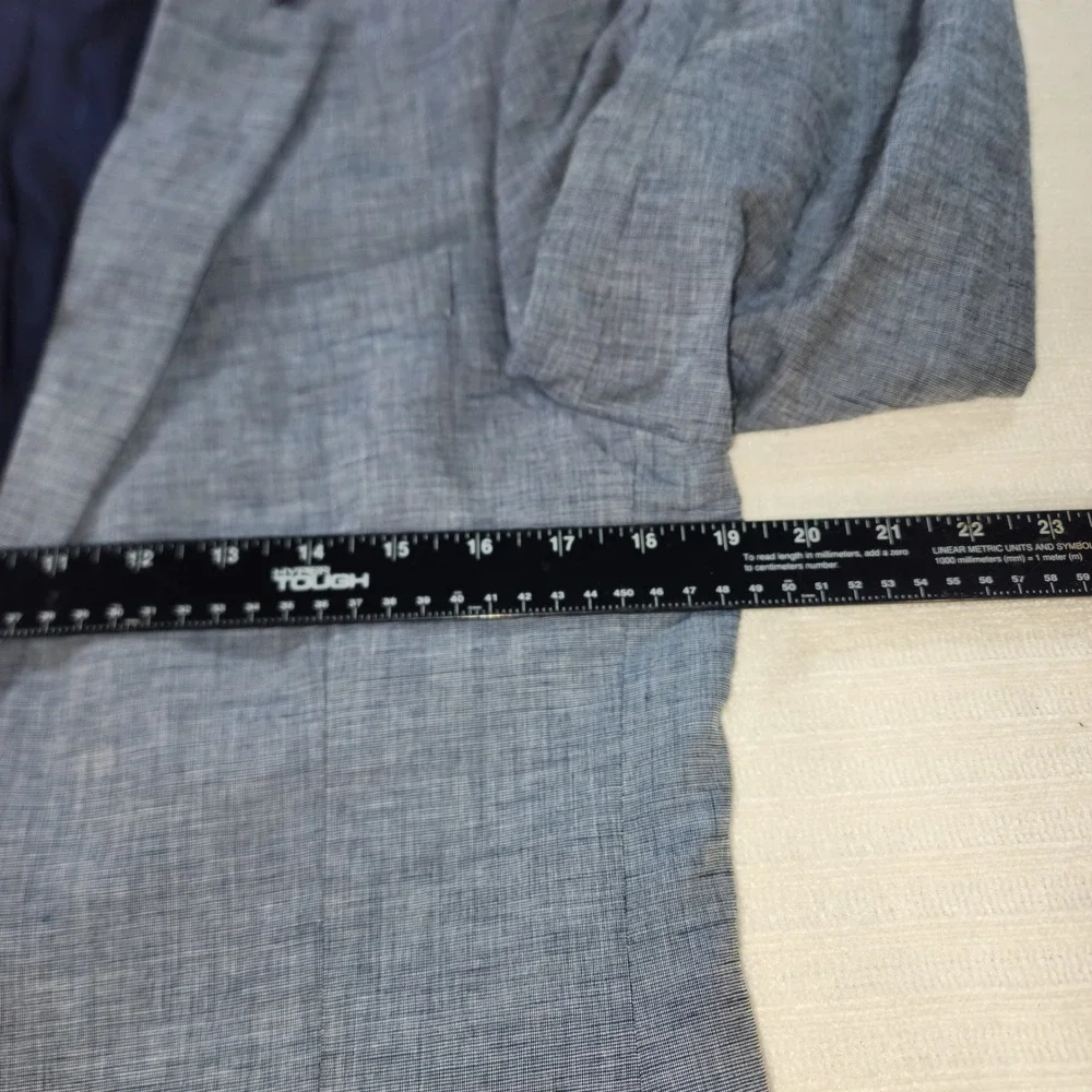 Perry Ellis Mens 38R Slim Fit Linen Cotton Blazer Blue Sport Coat PS45385